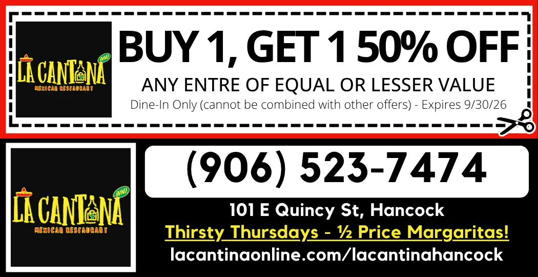 La Cantina buy one get one half off coupon