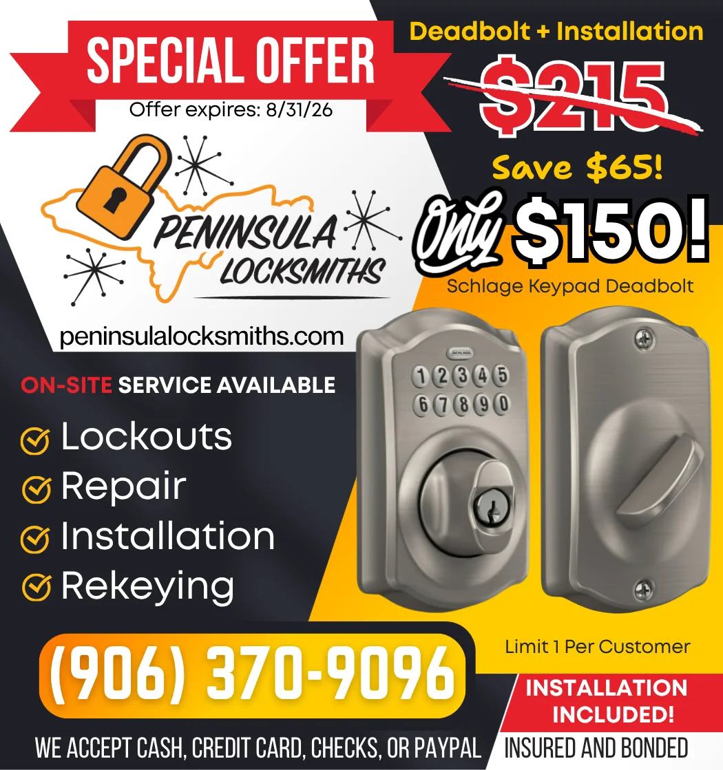 Peninsula Locksmiths tall double ad